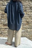 Shayle Indian Cotton Boyfriend Beach Shirt Navy